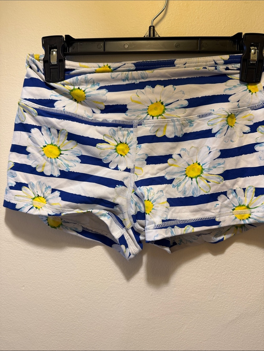 Savage Barbell Blue & White Striped Daisy Bike Shorts